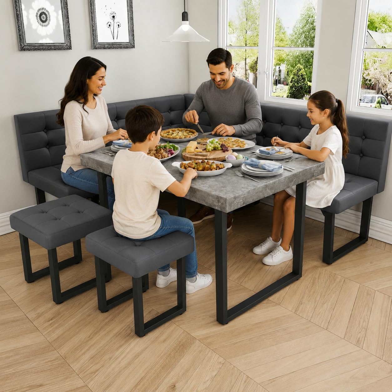 Amazon.com - XIAO WEI Corner Dining Table Set for Small Spaces, 72
